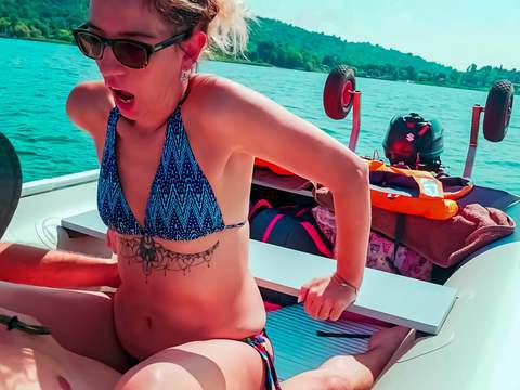 Find-Best-Hardcore.com presents: Wife gets fucked on a boat and gets a creampie from her husband's best friend