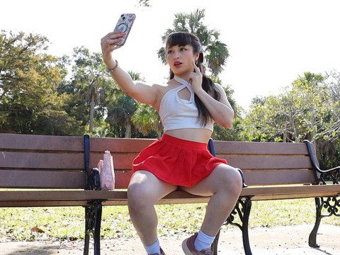 Find-Best-Hardcore.com presents: Gorgeous solo college babe doing striptease in a park - pixie