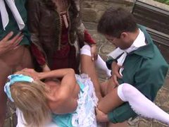 Find-Best-Hardcore.com presents: Costume porn group sex with hottie outdoors