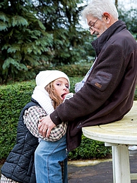 Find-Best-Hardcore.com presents: Kinky teen cutie Bunny suck and fuck an old cock outdoors