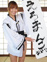 Find-Best-Hardcore.com presents: Turned on Yuuno Hoshi shows new ways to do calligraphy on the table