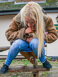 Find-Best-Hardcore.com presents: Blond hungarian cutie Kiara Lord strips and presents her amazing boobs and ass outdoors