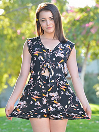 Find-Best-Hardcore.com presents: Svelte american dark-haired teen Kylie Quinn in shorts toys her twat outdoor