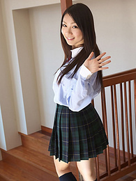 Find-Best-Hardcore.com presents: Asian schoolgirl Tomoyo Hoshino strips to stockings and poses outdoors