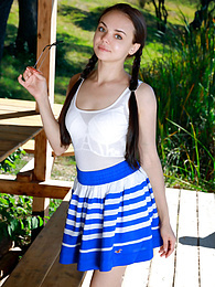 Find-Best-Hardcore.com presents: Fresh-Faced russian beauty Mia Grandy gets totally naked on a picnic table in a garden